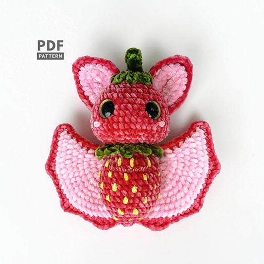 Strawberry Bat Crochet Pattern - Sweet Halloween Amigurumi - product photo 1 of 8