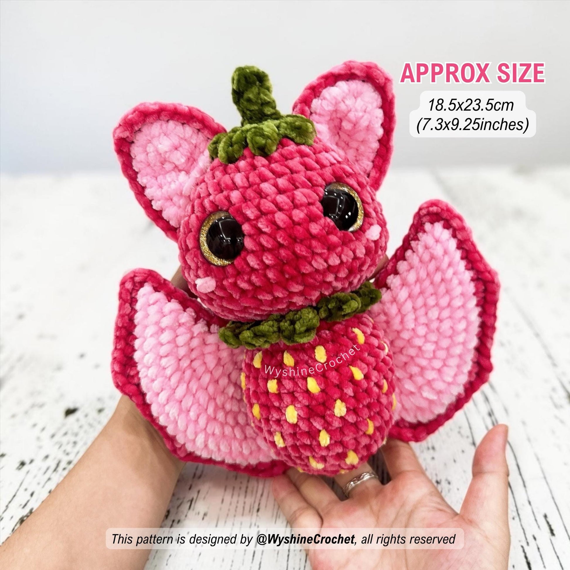Strawberry Bat Crochet Pattern - Sweet Halloween Amigurumi - product photo 2 of 8