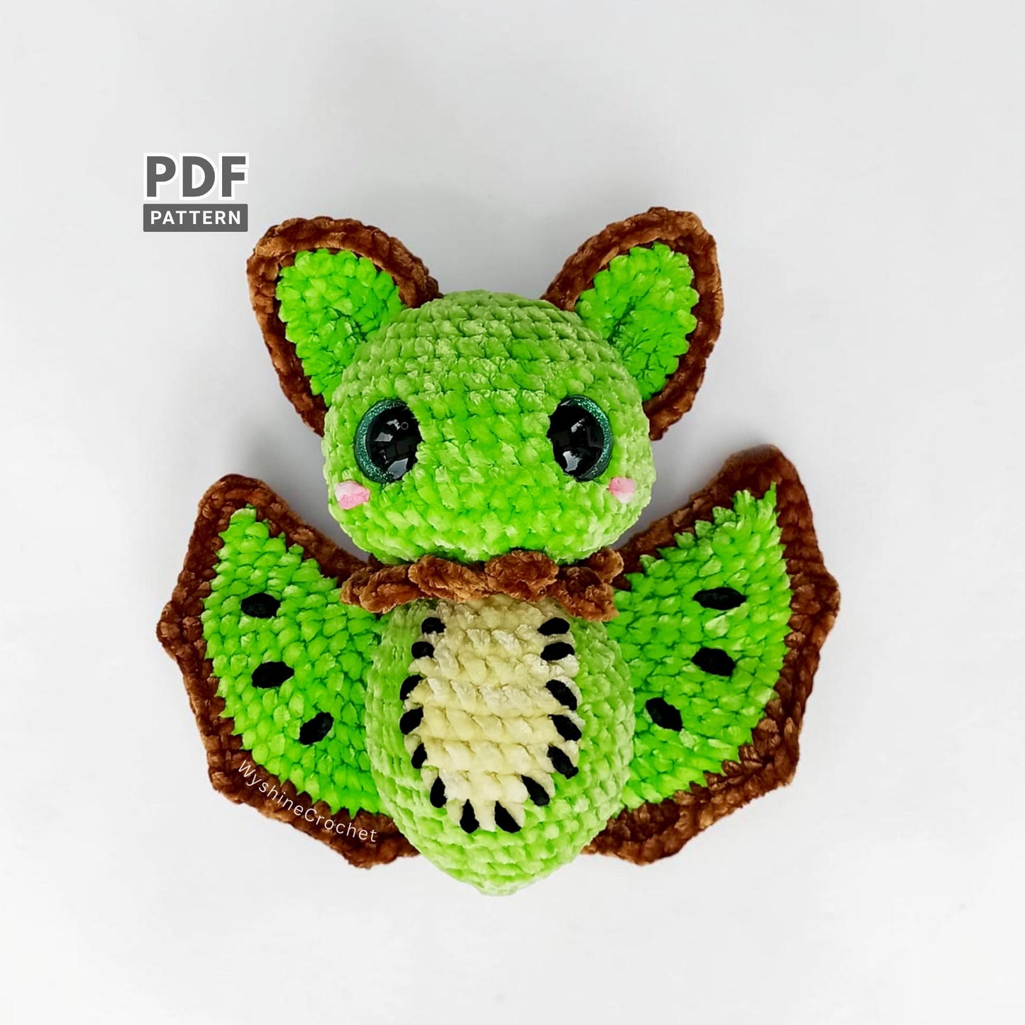 Kiwi Bat Crochet Pattern - Spooky-Cute Fruit Amigurumi - product photo 1 of 7