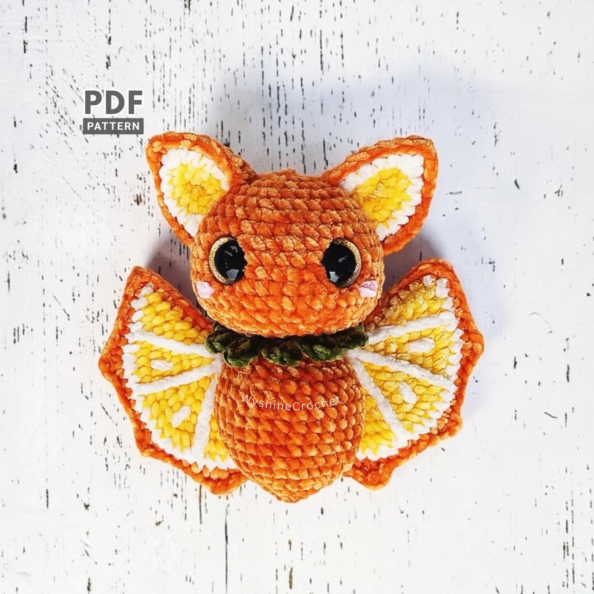 Orange Bat Crochet Pattern - Autumn Amigurumi Decor - product photo 1 of 9