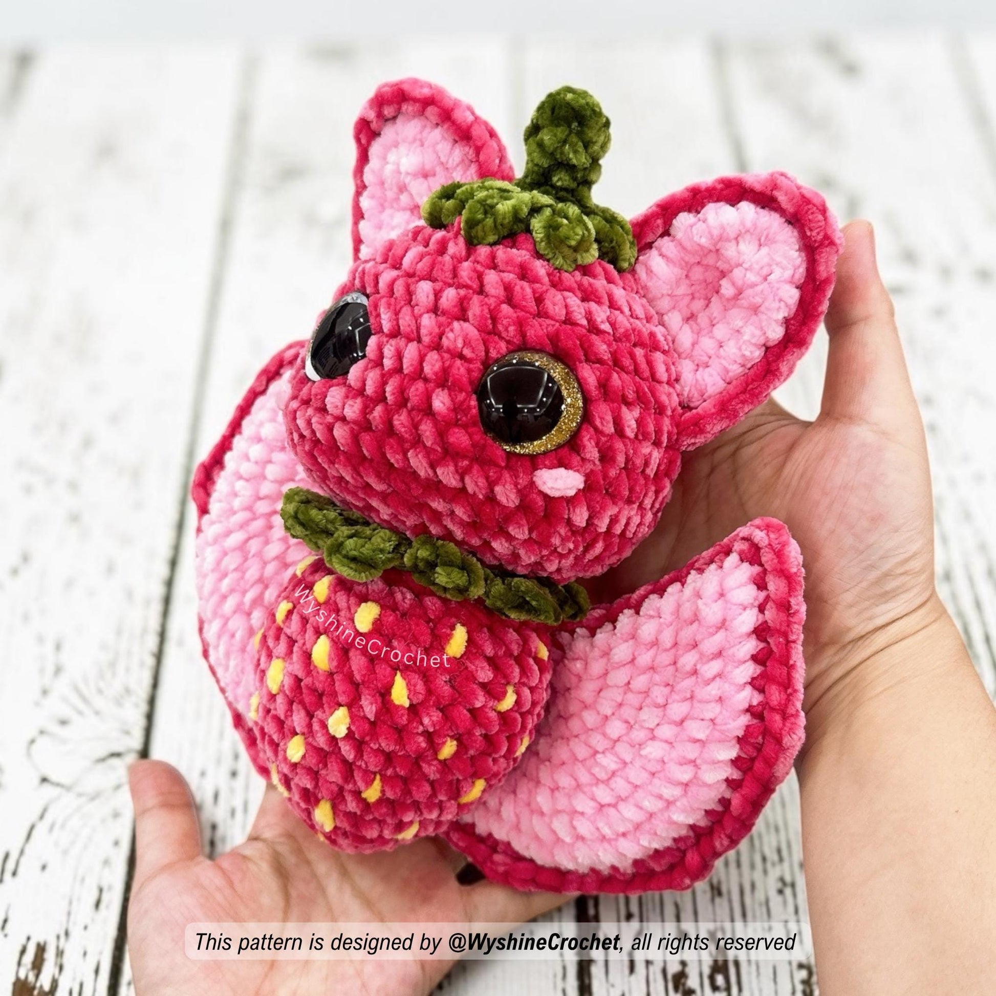Strawberry Bat Crochet Pattern - Sweet Halloween Amigurumi - product photo 7 of 8