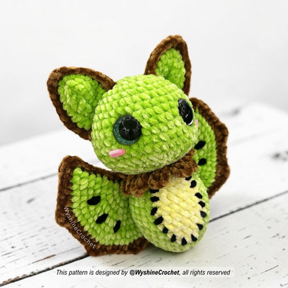 Kiwi Bat Crochet Pattern - Spooky-Cute Fruit Amigurumi - product photo 3 of 7