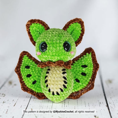 Kiwi Bat Crochet Pattern - Spooky-Cute Fruit Amigurumi - product photo 7 of 7