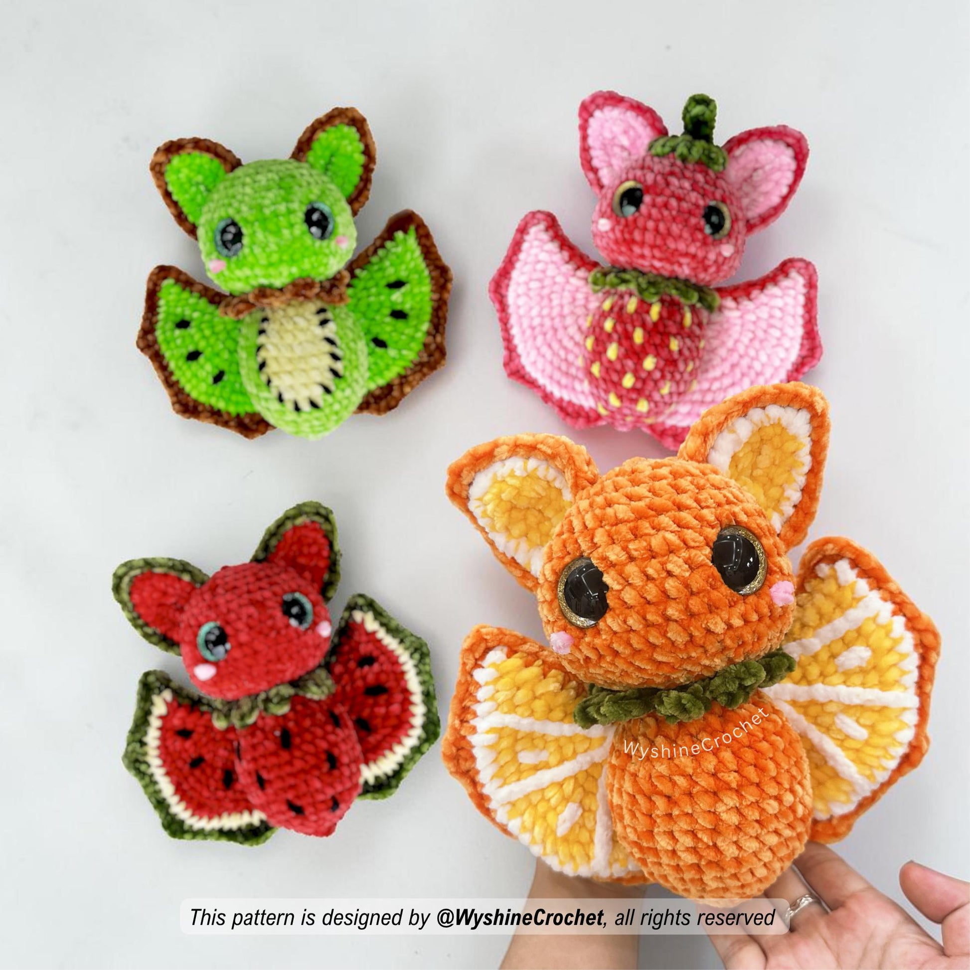 Fruit Bat Crochet Pattern Bundle - 4-in-1 Halloween Amigurumi Set - product photo 2 of 10