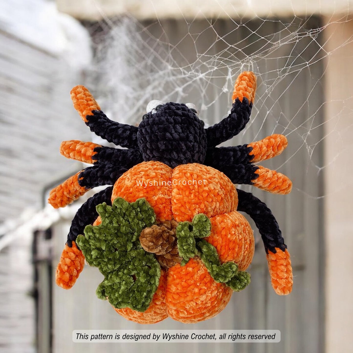 Pumpkin Spider Crochet Pattern - Cute Spooky Halloween Autumn Decoration Amigurumi Plushie