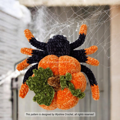 Pumpkin Spider Crochet Pattern - Cute Spooky Halloween Autumn Decoration Amigurumi Plushie