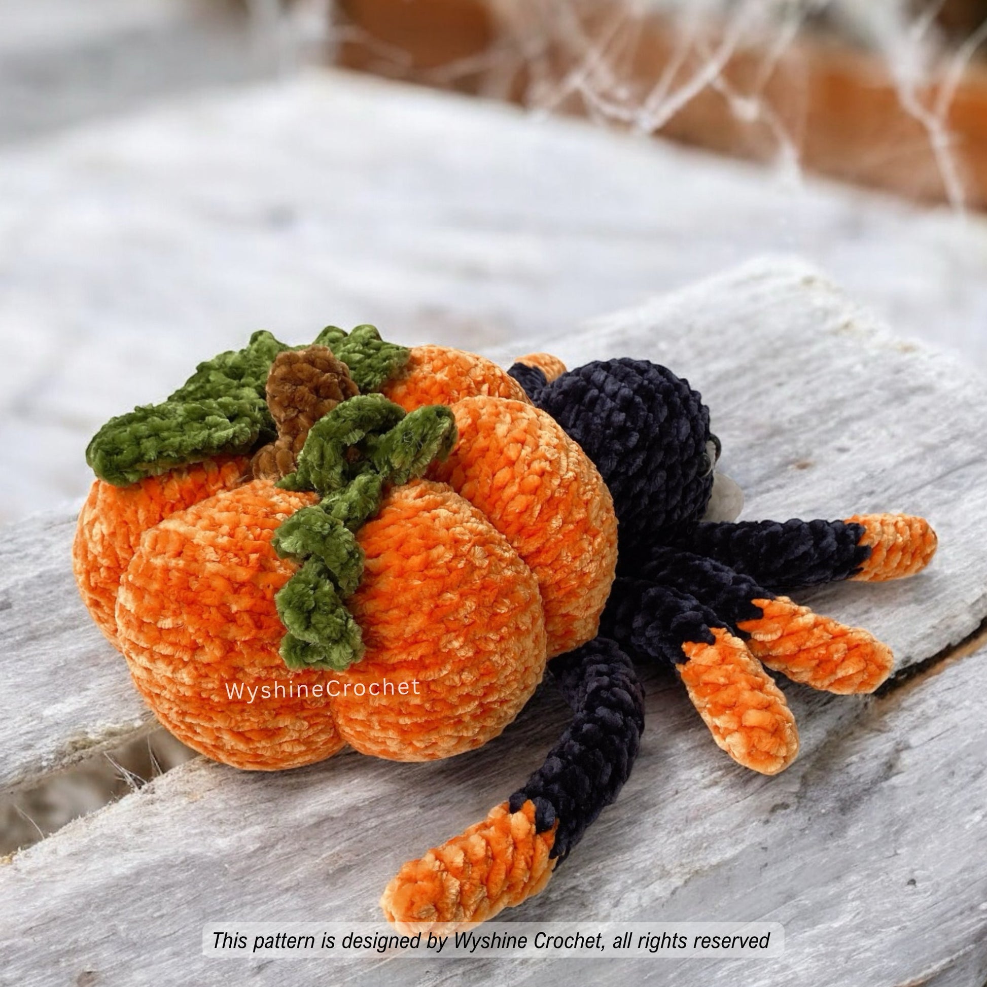 Pumpkin Spider Crochet Pattern - Cute Spooky Halloween Autumn Decoration Amigurumi Plushie