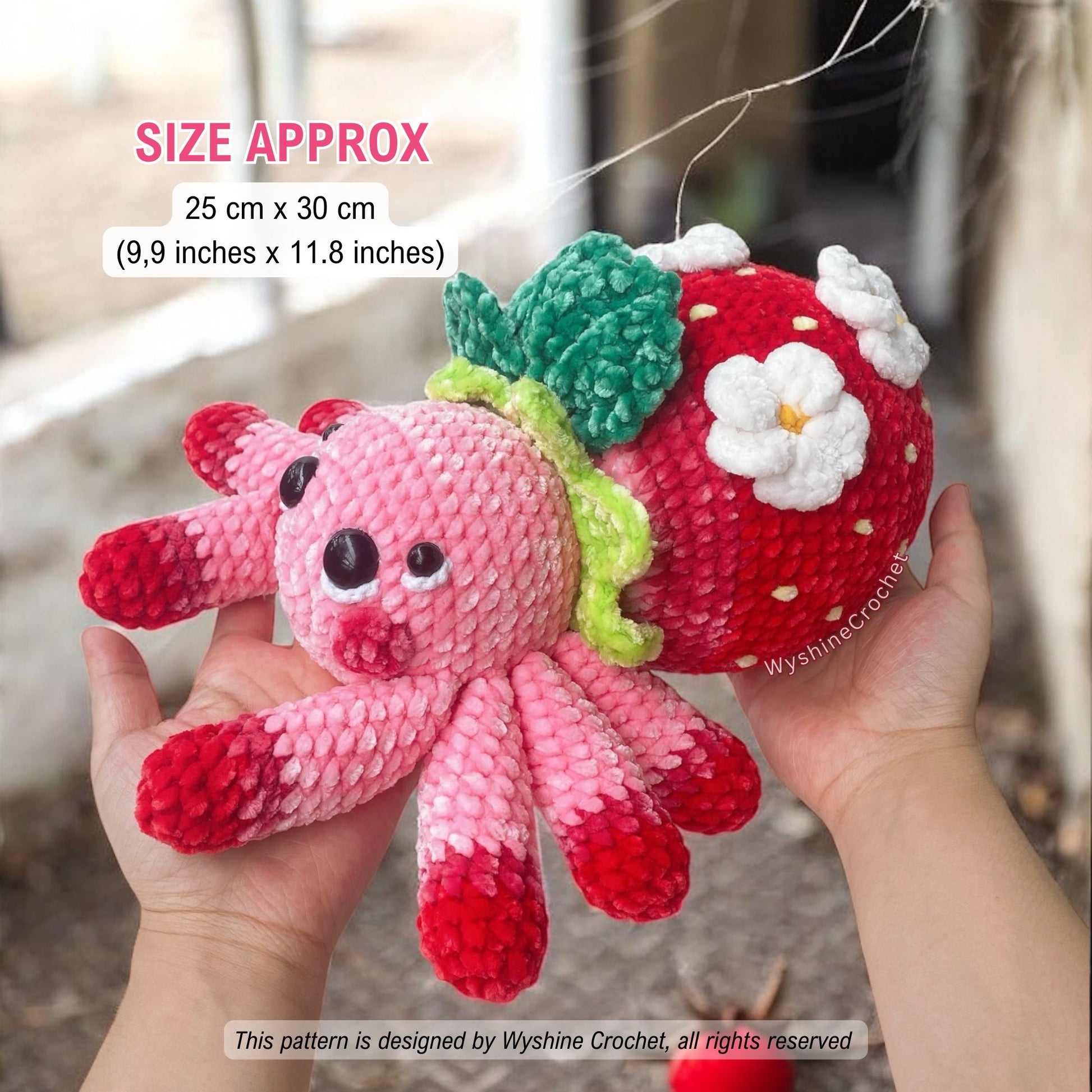 strawberry Fruit spider Crochet Pattern: Spooky Cute Halloween Fall Decoration Plushie Amigurumi